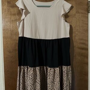 SHEIN Cream and Black Maxi Dress